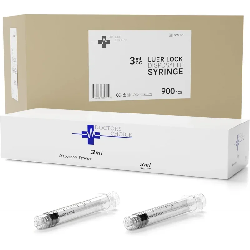 - 3mL Luer Lock Syringe - Sterile with Individually Sealed - 900 Syringes (9 Boxes x 100pk)