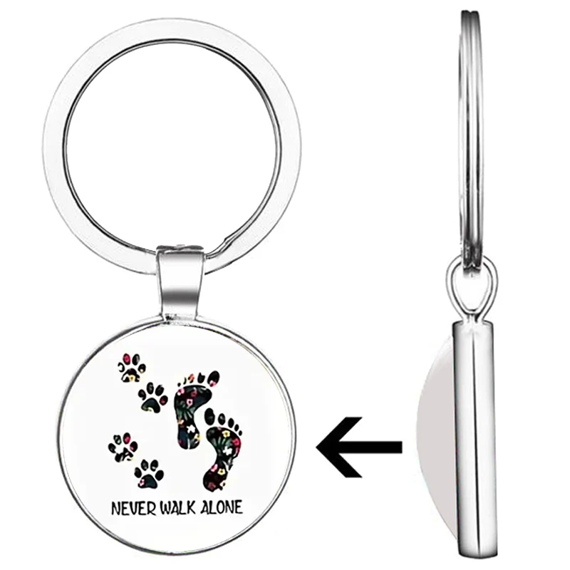 TAFREE Colorful animal paw prints, cat paw, dog paw, pet enthusiast gift, crystal glass patch, alloy keychain, car key pendant