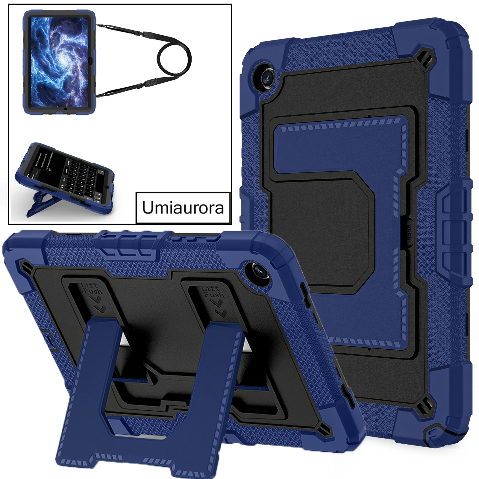 

For Samsung Tab A9+ A9 Plus 11 inch SM-X210 SM-X215 X216 X218 Shockproof Silicon PC Tablet Case Kickstand Strap Armor Funda Capa