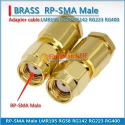 RP-SMA RPSMA RP SMA Male plug Clamp Solder LMR195 RG58 RG142 RG223 RG400 Cable Brass GOLD Straight RF Connector Adapters