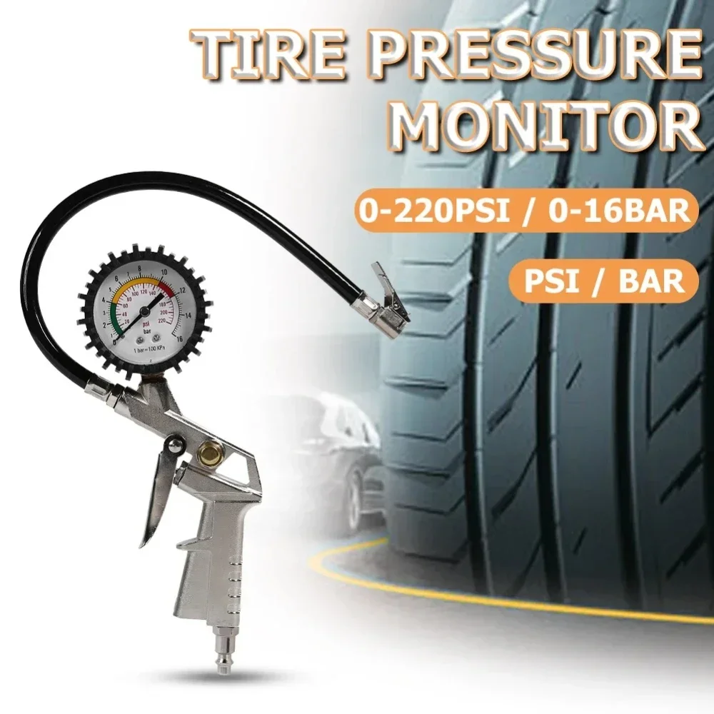 

Professional Tire Pressure Gun - Inflator Pump for Car SUV Motorcycle Air Compressor Use Durable Design Accurate Gauge