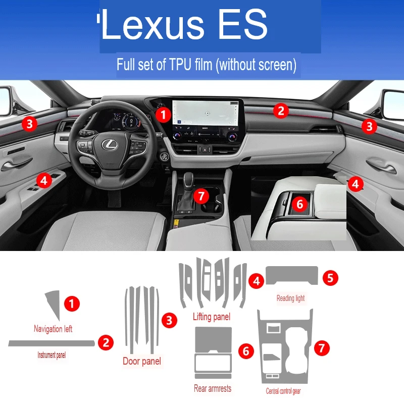 

Для lexus ES es300h 2025 ТПУ Защитная пленка для приборной панели автомобиля, прозрачная устойчивая к царапинам крышка, внутренняя наклейка, автомобильные аксессуары
