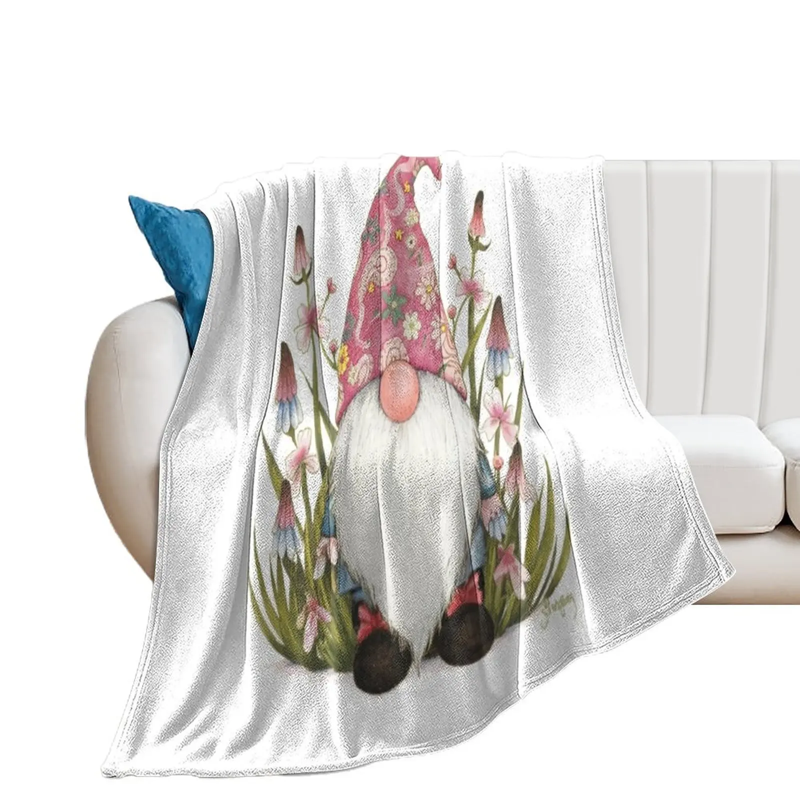 

Beautiful gnome, gnome in a pink hat Throw Blanket Decorative Throw christmas gifts Sofa Blankets