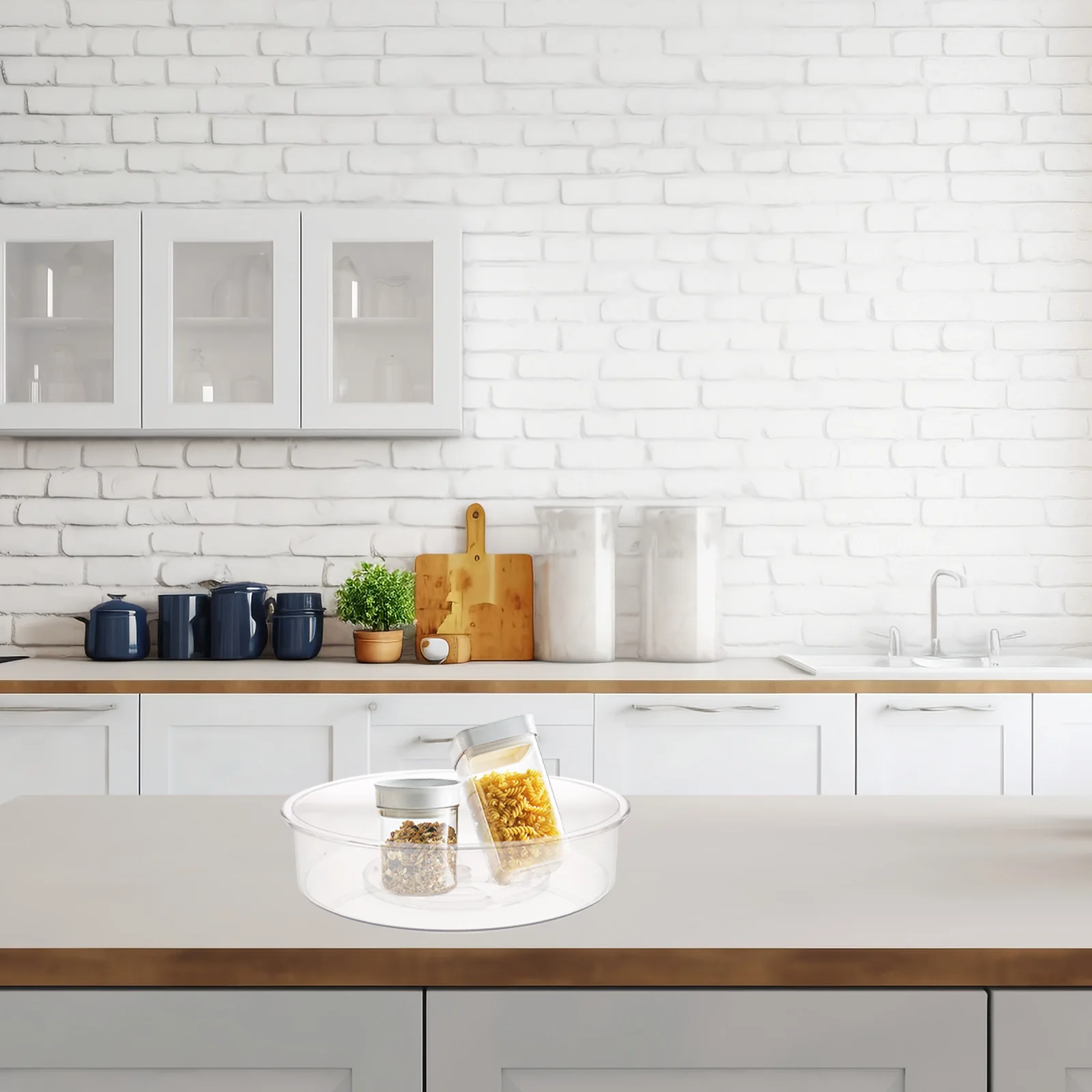 

Round Rotate Organization Spice Rack For Kitchen Storage, Turntable Shelf Seasoning Bottle Organizer, Plastic Pantry Bin