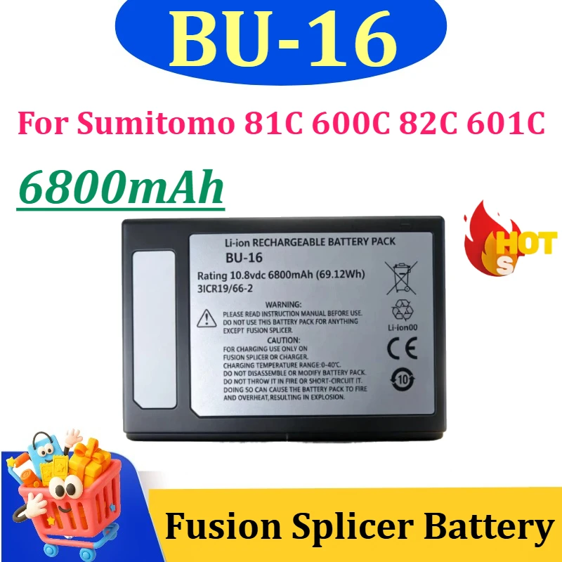 BU‑16 BU‑1 BU‑11 6800mAh Battery For Sumitomo 81C 600C 82C 601C Fiber Optic Fusion Splicer Replacement Battery Pack