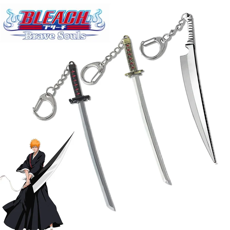 Llaveros de Anime BLEACH Kurosaki Ichigo Zangetsu, llavero con colgante de arma, llavero para hombres, accesorios para mochila, joyería fresca