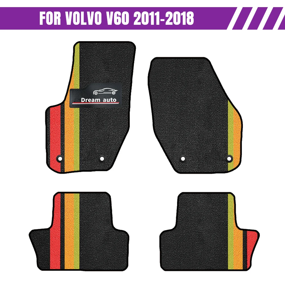 Car Floor Mats With Buttons For Volvo V60 2011–2018 Custom Auto Foot Pads Automobile Carpet Cover