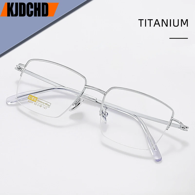 

Мужские очки в полуоправе, квадратные модные деловые очки для близорукости, астигматизма, ультра легкие сплавы, оптические оправы для очков по рецепту