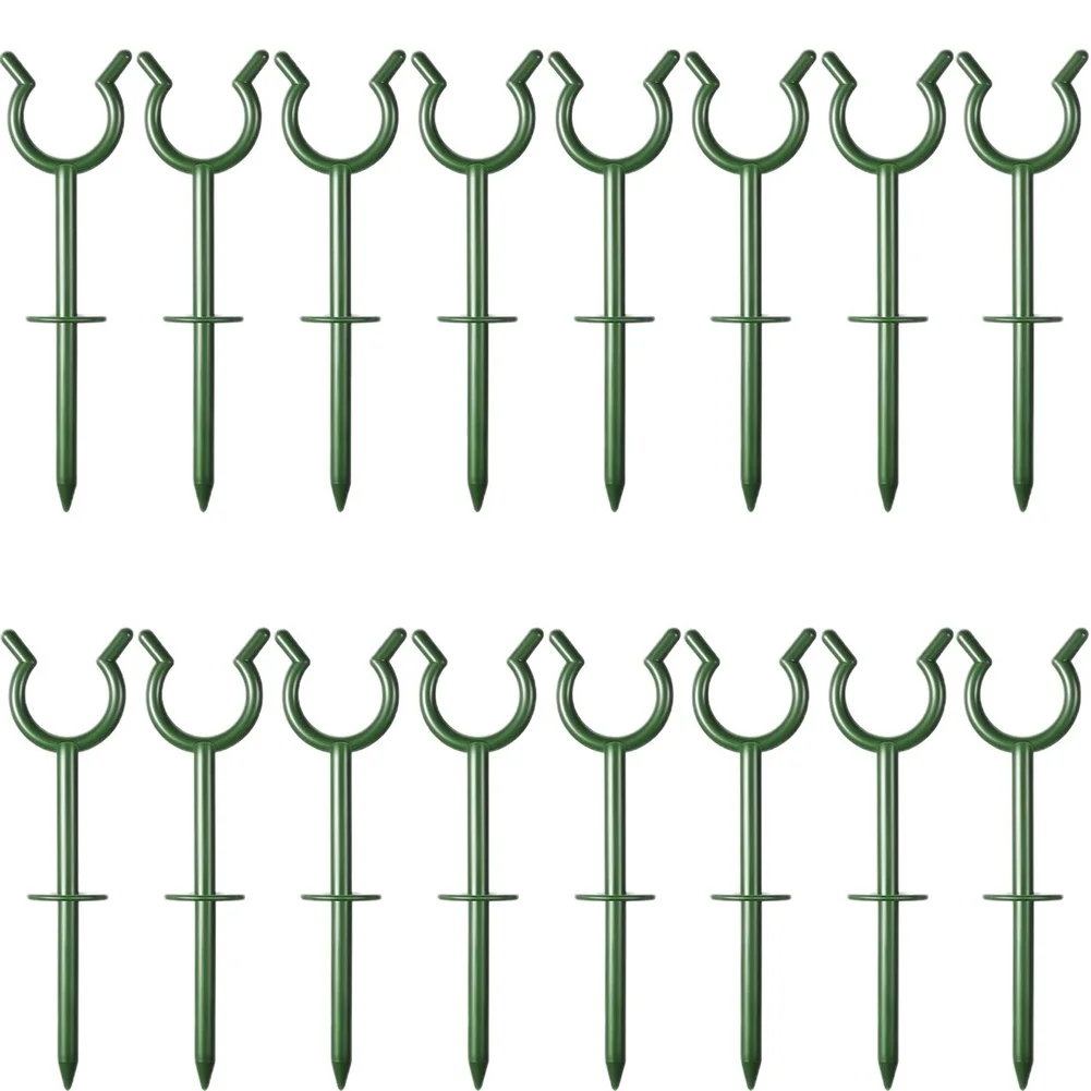 16Pcs Green Plastic Garden Hose Holder Stakes Guide Brackets For Yard Watering Support Spike Plant Tool Outdoor Irrigation