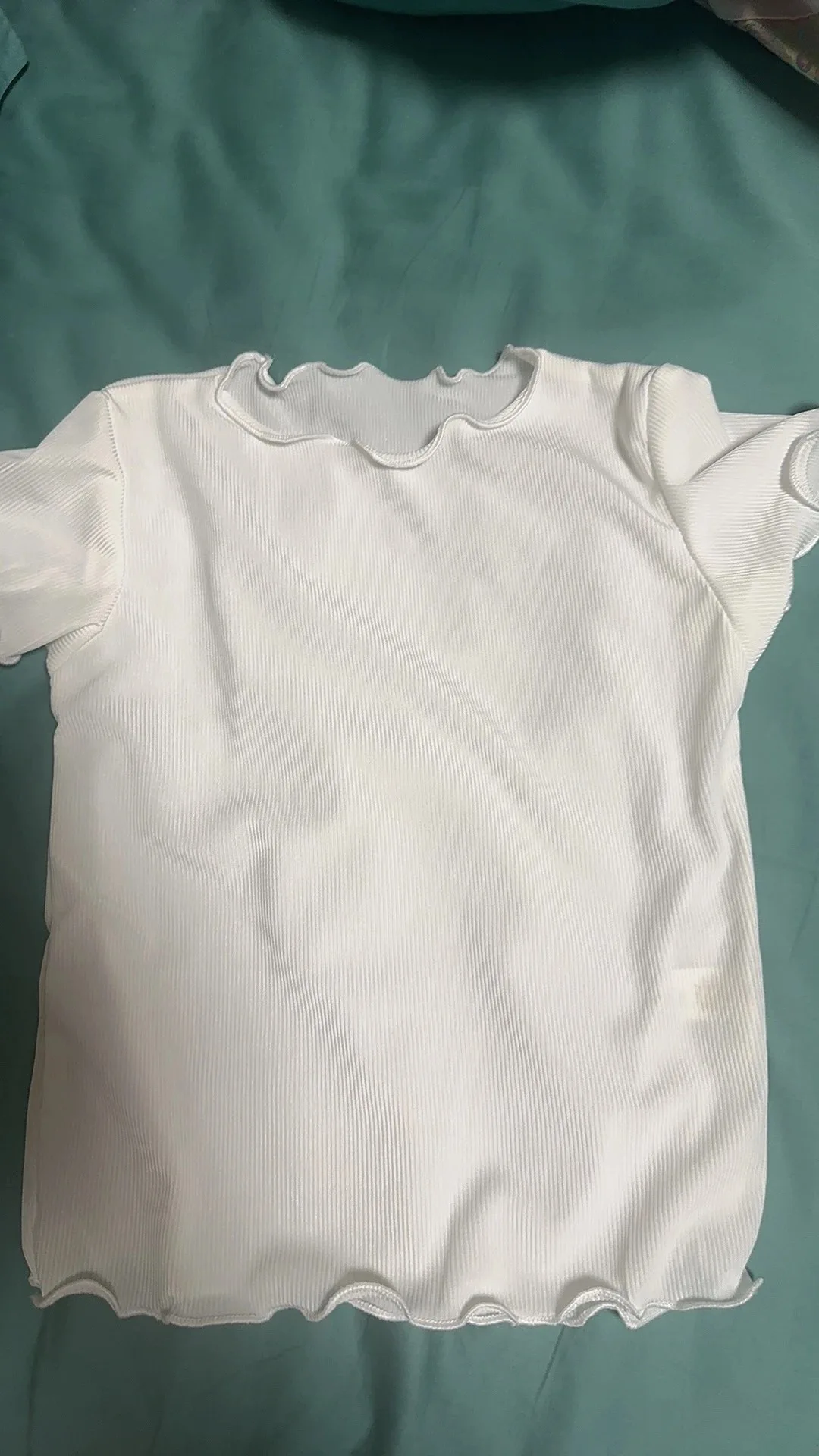 Girls' Casual Ice Silk Short-Sleeve T-Shirt, New Korean Style Children's Ruffled Top, Solid Color, Simple and Versatile image 3