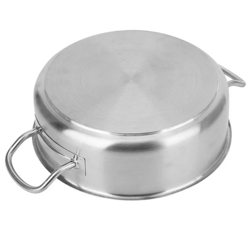 Stainless Steel Pot Set Composite Bottom Double Handle Cooking Pot with Lid Multiple Purpose Stew Milk Kitchen Tool 25.5 x 8.5cm