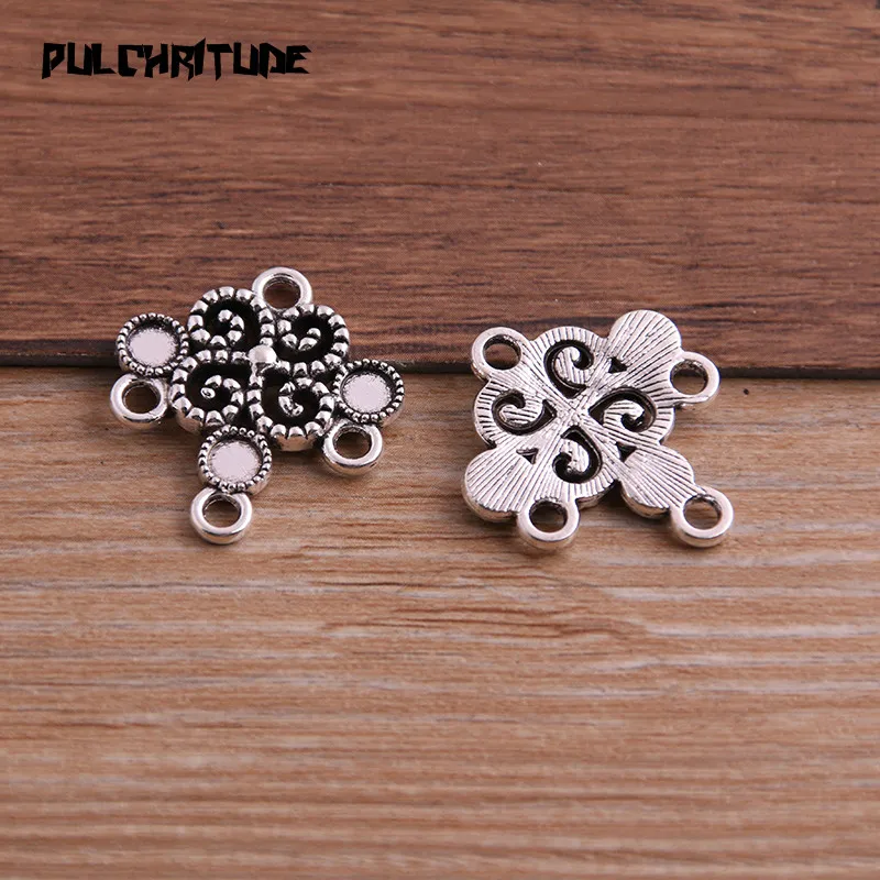 8pcs 23*26mm Two Color Zinc Alloy Necklace Charm Jewelry DIY Hollow Flower Connector Pendant Necklace