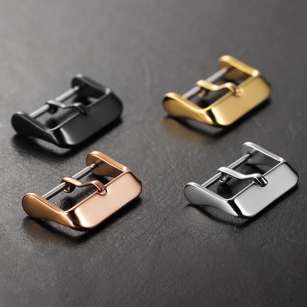 1/4/5pcs Polished Watchbands Buckle Stainless Steel Pin Clasp 12mm 14mm 16mm 18mm 20mm 22mm Watch Band Strap Accessories Button view 2