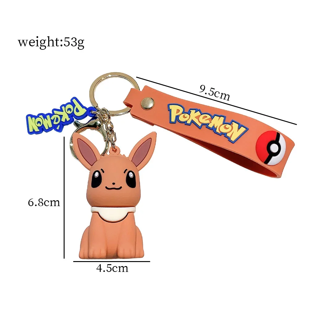 Pokemon Pikachu Cute Cartoon Figure Key Chain Anime Characters Model Snorlax Eevee Pendant PVC Car Keychain Backpack Pandent