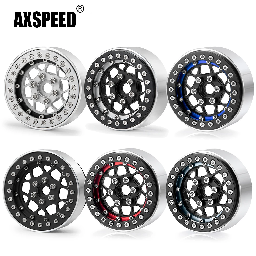 

AXSPEED 4Pcs Aluminum Alloy Beadlock 1.9 inch 56.5*25mm Wheel Rims Hubs for Axial SCX10 D90 TRX-4 1/10 RC Car Upgrade Parts