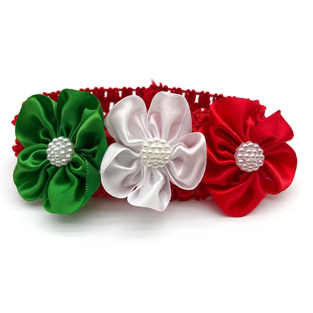 30/50pcs Christmas Dogs Pet Accessories Small Middle Large Dog Bowtie with Elastic Band Flowers Collar for Pet Dogs Holiday Bows