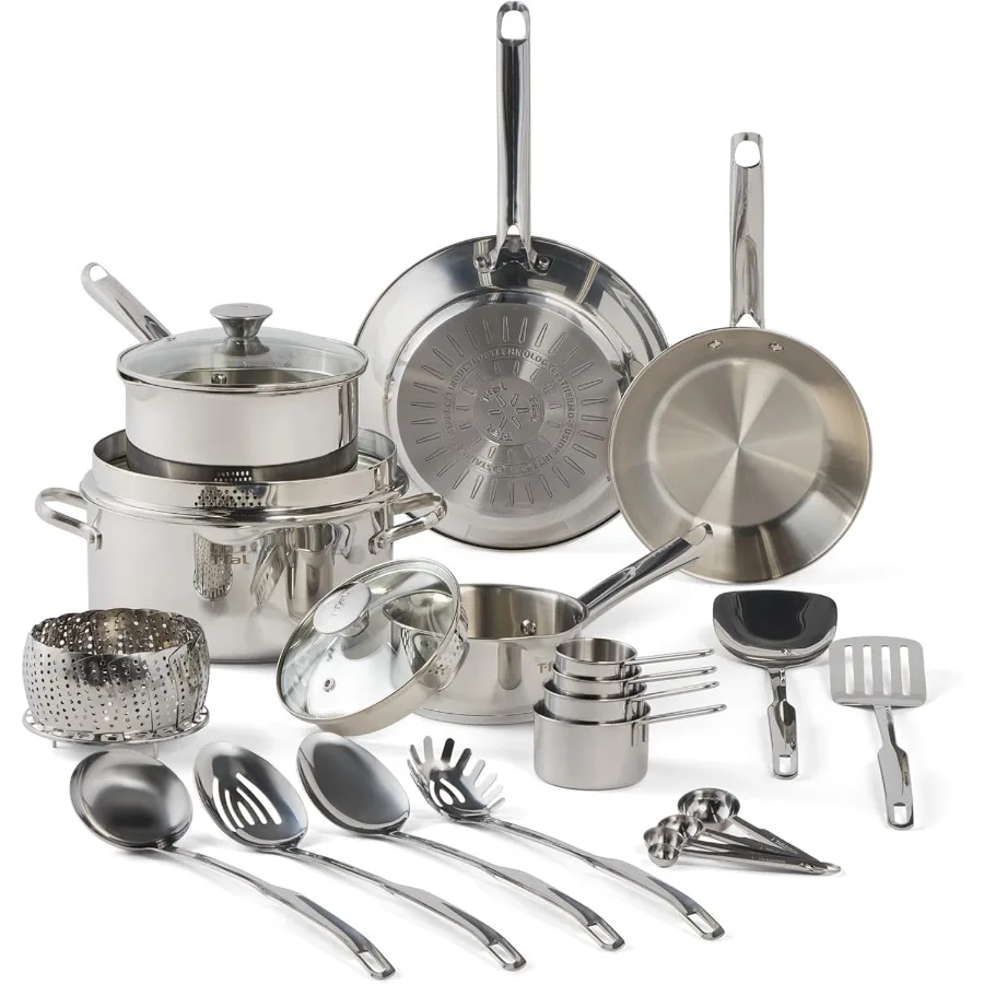

Gourmet Stainless Steel Cookware Set: 20Piece Kitchen Essentials for Induction Cooking Dishwasher Safe and Oven Safe up to 500F