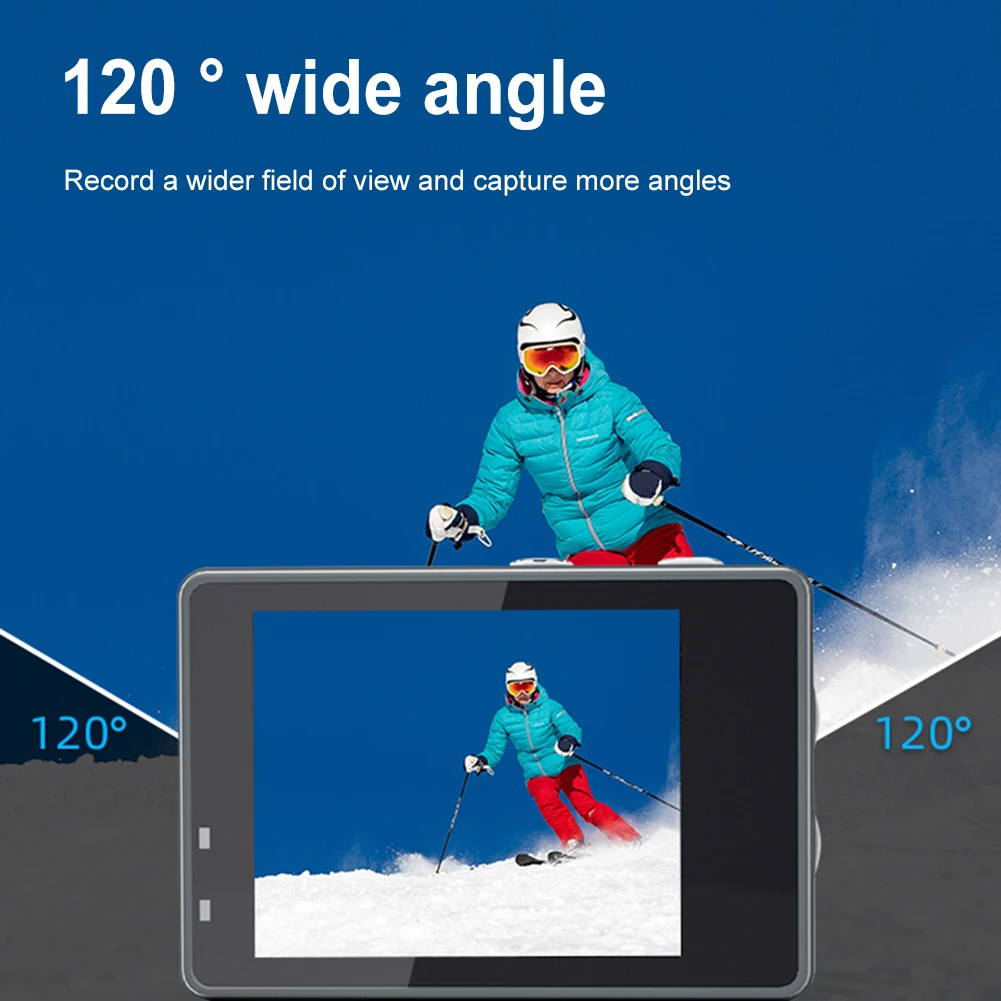 كاميرا مزدوجة الشاشة 30 متر مسجل فيديو للتمرين مقاوم للماء 120 ° كاميرا واسعة الزاوية تحت الماء مع مجموعة الملحقات #5