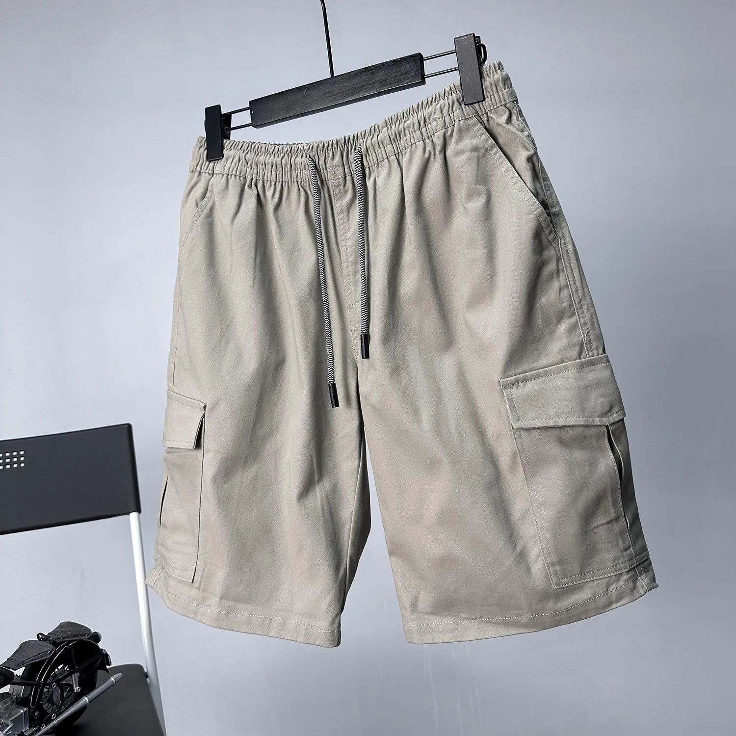 

Heavy Solid Color Cotton Men's Summer Loose Washed Overalls Multi-pocket Shorts for Men Cargo Sweatpants Men Clothing