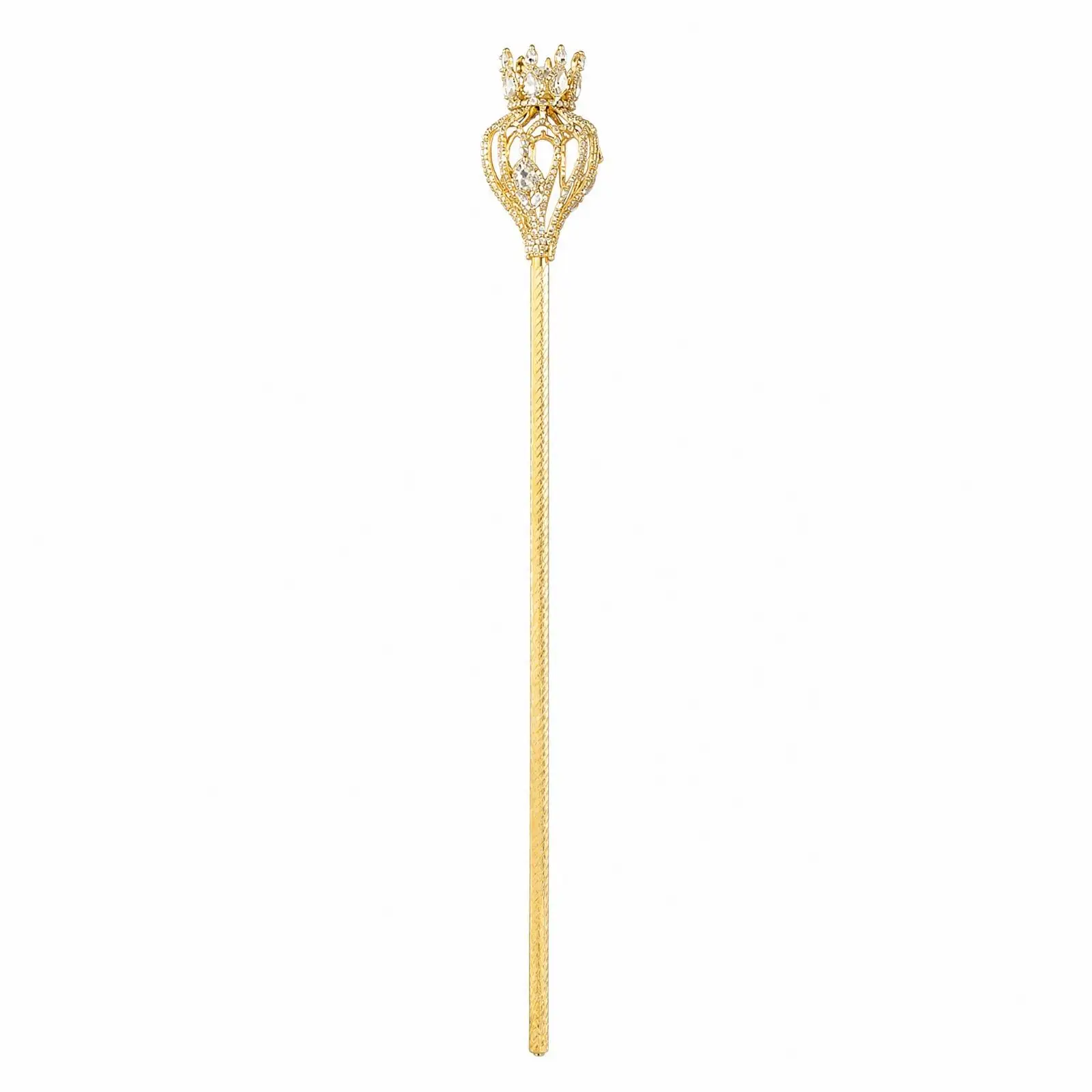 Luxurious Gold Tone Pageant Scepter Rhinestone Crown Wand for Beauty Contest Stage Performance Costume Accessory