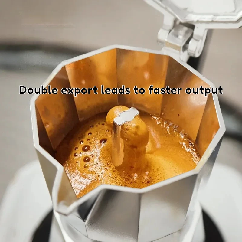 Italian Coffee Machine with Handle Octagonal Aluminium Alloy Coffee Cups Home Applicable Stove Espresso Flat Bottom Moka Pot