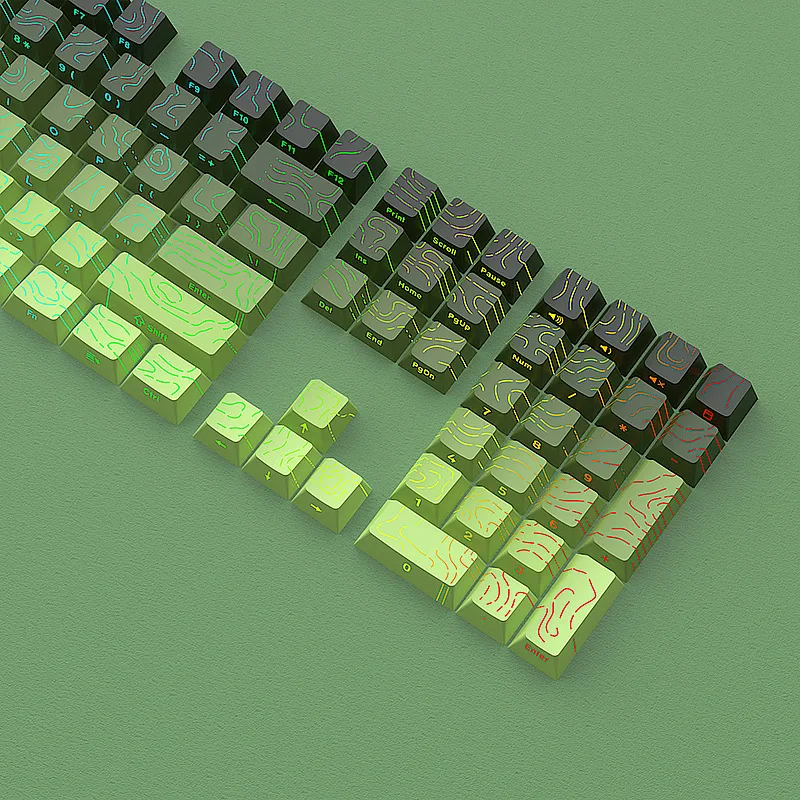 2025 Custom Matcha Contour 4.0 Keycaps Original Height 130-135 Keys Two-Color Gradient Keycaps Small Full Set Cracked Luminous