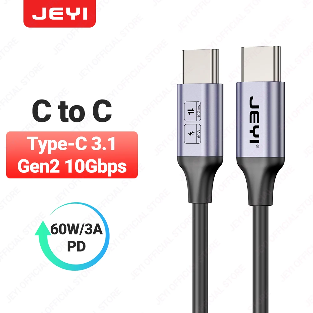 JEYI USB A naar Type C Kabel Snel Opladen 10 Gbps Oplader Koord Voor iPhone 15 14 13 12 11 Huawei P40 P30 Realme Samsung Power Bank
