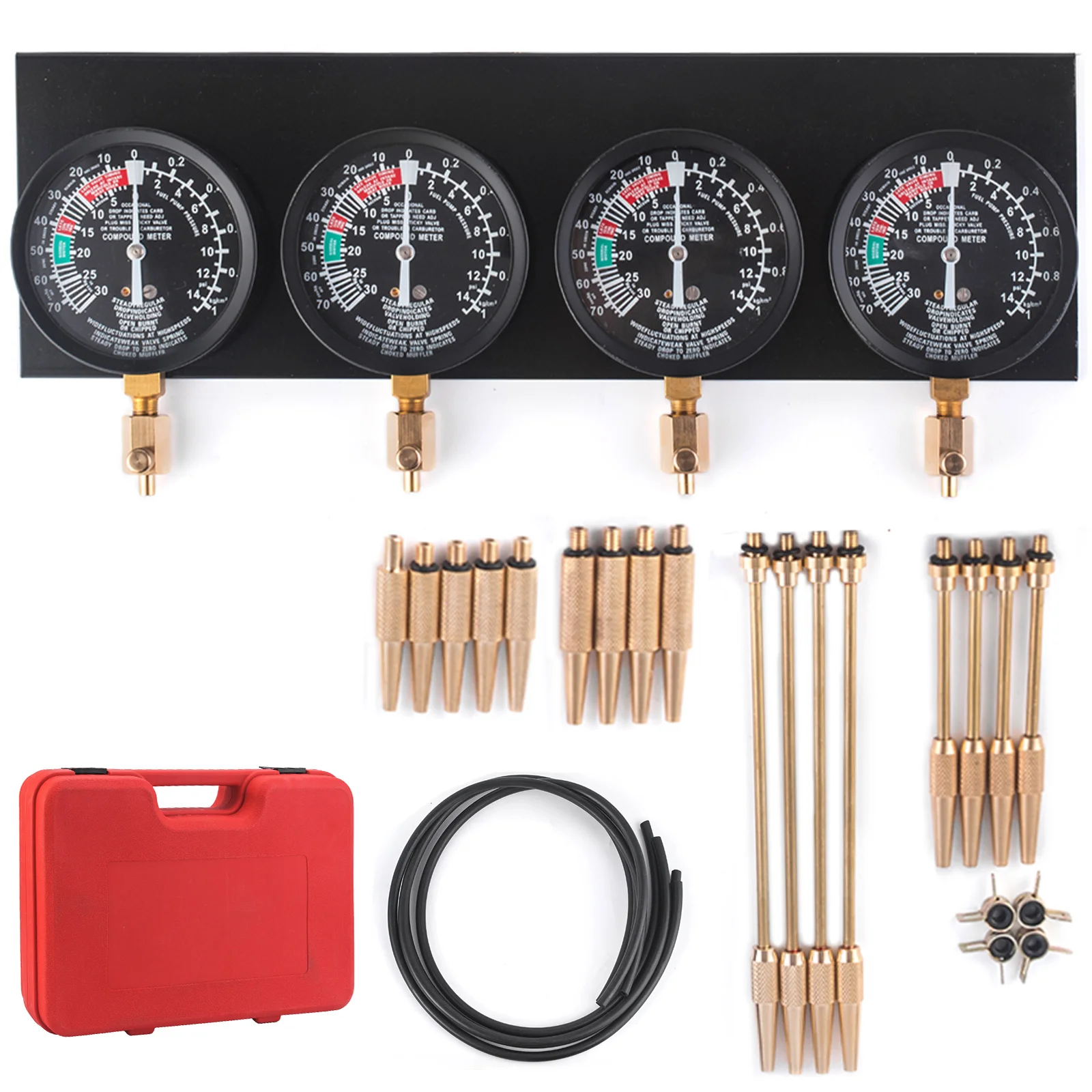 SucceBuy Fuel Vacuum Carburetor Synchronizer Carb Tool sync 4 Gauge Set with Rubber Hose Vacuum Balancer Meter Kit For Motorbike