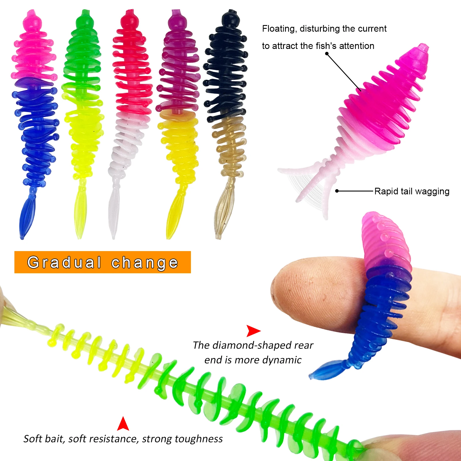 Jig Head con vinilo realista – Gusanos artificiales de pesca - imagen 2