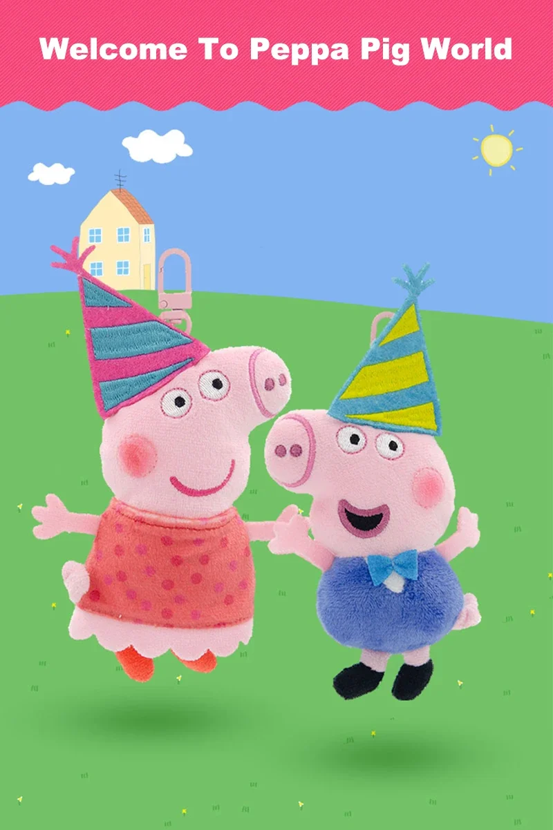 Neue Peppa Pig Original Plüsch Anhänger kinder Spielzeug Kawaii George Cartoon Anime Plüsch Schlüssel Kette Rucksack Anhänger Kinder Spielzeug Geschenke – Detail 1