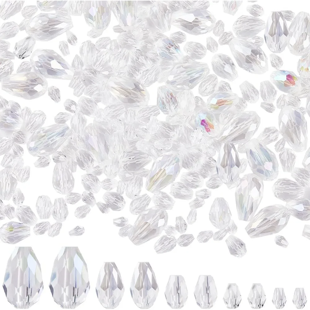 

1 Box 280Pcs Teardrop Glass Beads Teardrop Glass Beads Bulk Small Shiny Faceted Drop Shaped Transparent Beads for Bracelets