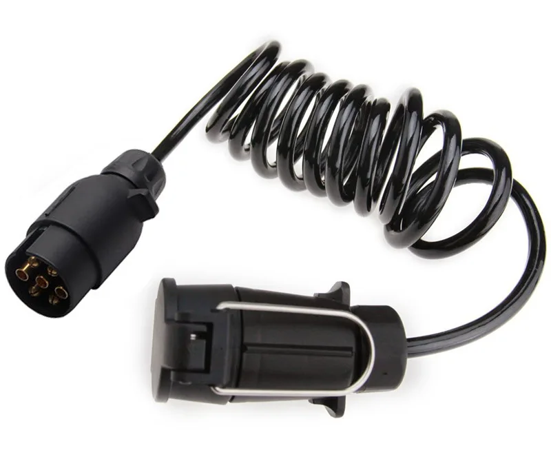 

12 7 PIN PLUG TRAILER LIGHTING TOWING COILED CURLY CONNECTING CABLE LEAD