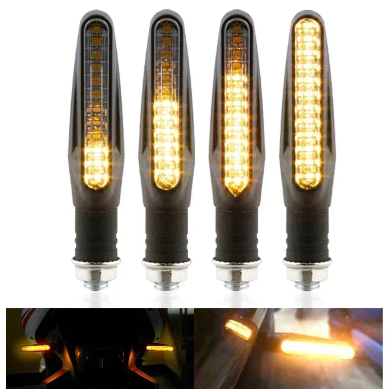  2PCS Motorcycle LED Turn Signal Light Amber Flasher LED Flowing Water Indicator Blinker Waterproof Motorcycle Lamp Accessories 