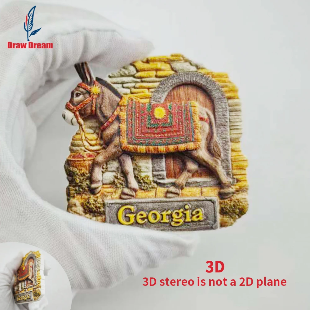 1Pc Georgia Creative 3D Embossed Refrigerator Magnet World Travel Souvenir Collection Suitable for Home and Office Decoration, Personalized Exclusive Travel Souvenir Magnetic Refrigerator Magnet Home Decoration, Kitchen, Room, Office, Cabinet Crafts Gift, Holiday Souvenir, Exquisite Small Gift