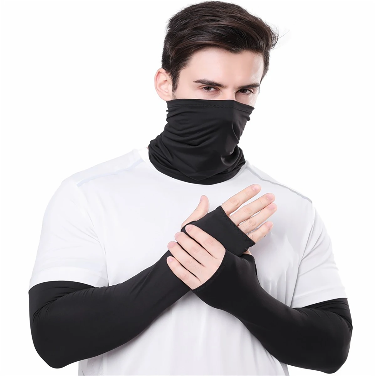 3PCS Cycling Beanie Men Cap Sunscreen Sleeves Sport Set Women Hat Camouflage Quick-Dry Elastic Bicycle Fishing Sports Wears