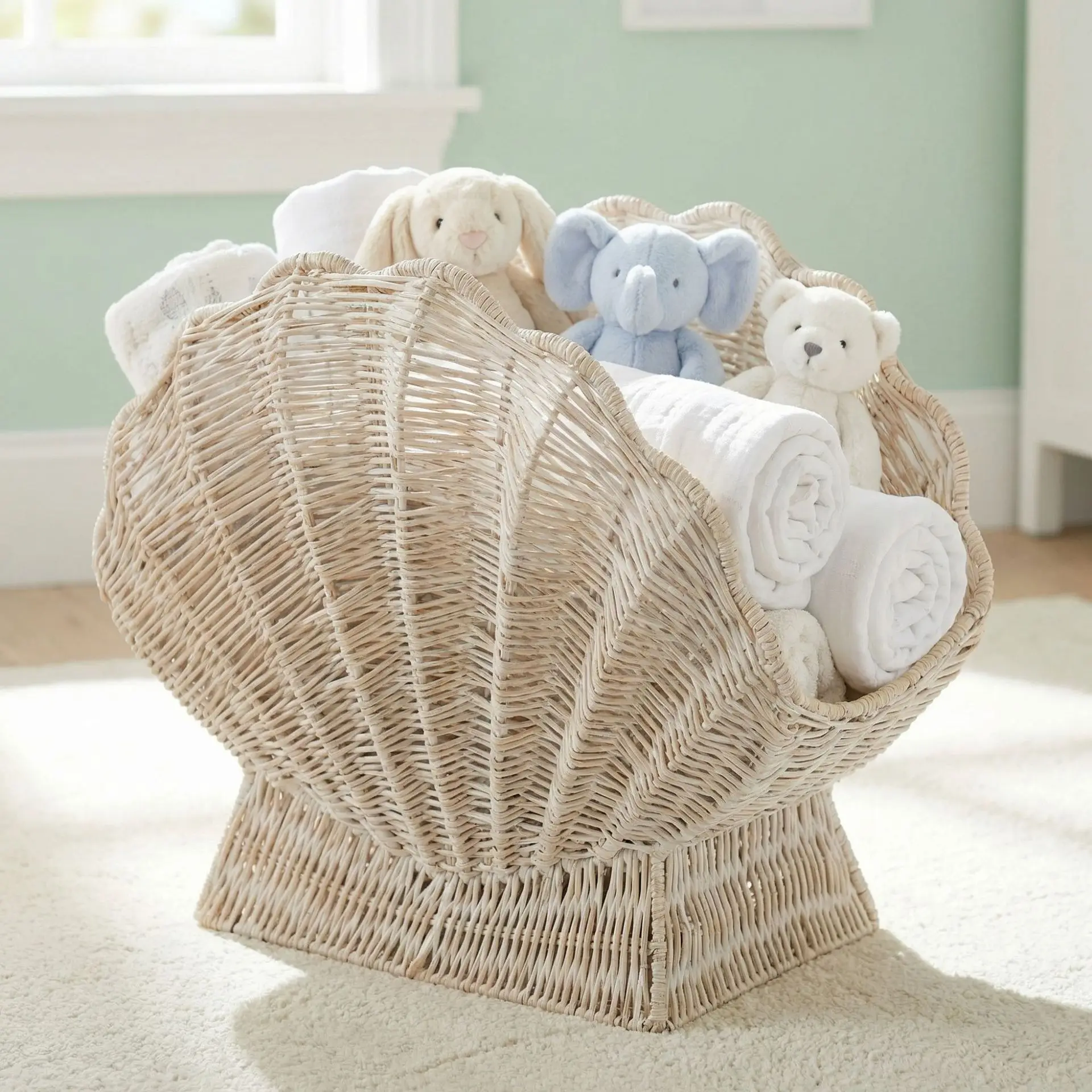 Floor-to-ceiling rattan, shell storage basket, household toys, snacks, sundries, sorting and storage