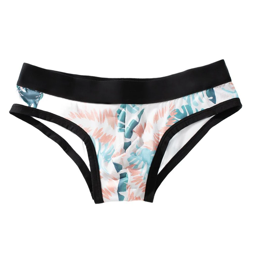 Men Ice Silk Print Thin Sexy Lingerie Breathable Japanese Thongs Pouch Underwear For Man Underpants Quick Dry Panties Briefs