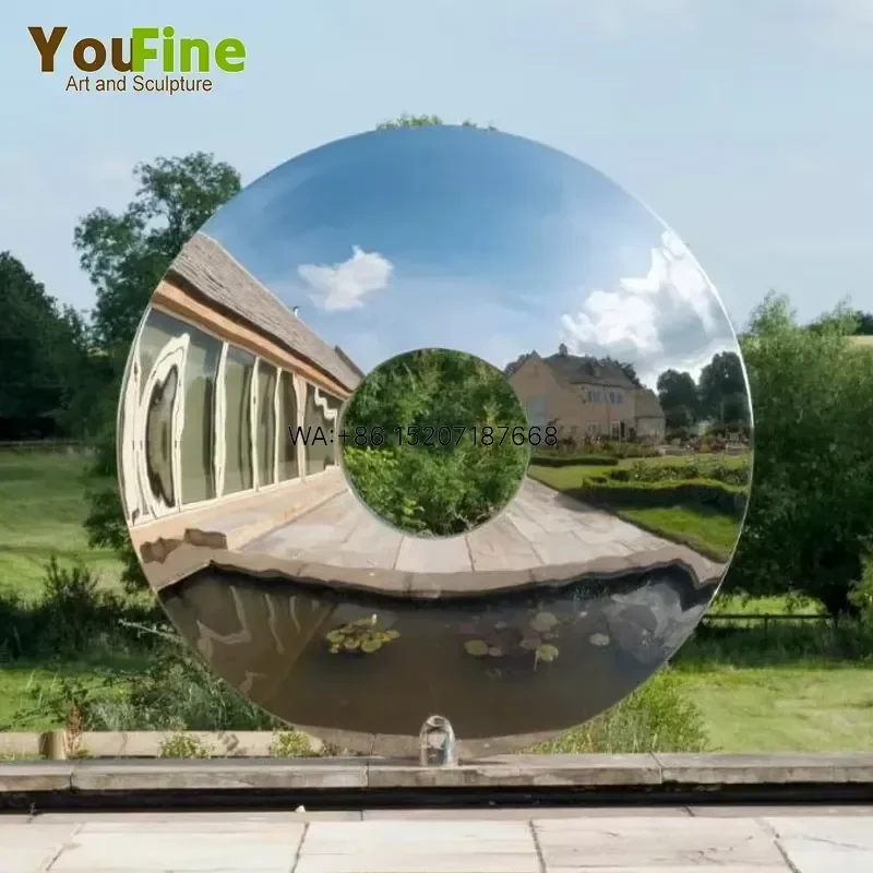 Wmwmnu Stainless Steel Sky Mirror Sculpture 200cm Outdoor Garden Landscape Art Polished Round Decor for Villa Hotel Patio