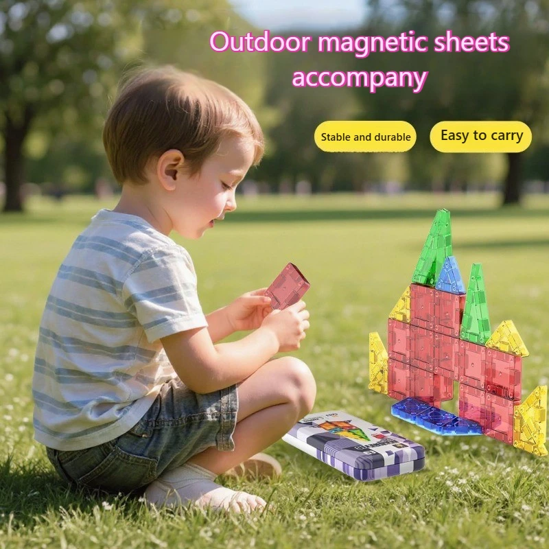 Varios bloques de construcción magnéticos de 3,75 CM, juguetes sensoriales con caja de Metal, bloques de construcción magnéticos portátiles, regalo para chico