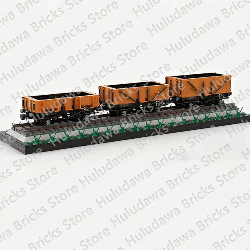 QWERT City Car Model MOC Building Bricks Orange Open Wooden Wagons Modular Technology Children Holiday Gifts Assemble Toys