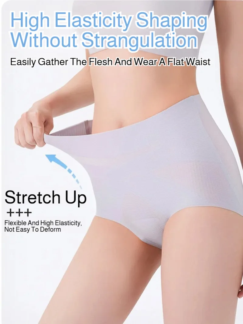 Damen-Unterwäsche aus Eisseide mit hoher Taille, leicht formend, 10A antibakterielle Seide im Schritt, Body Shaper-Slip, atmungsaktiv, schlankmachend, weich