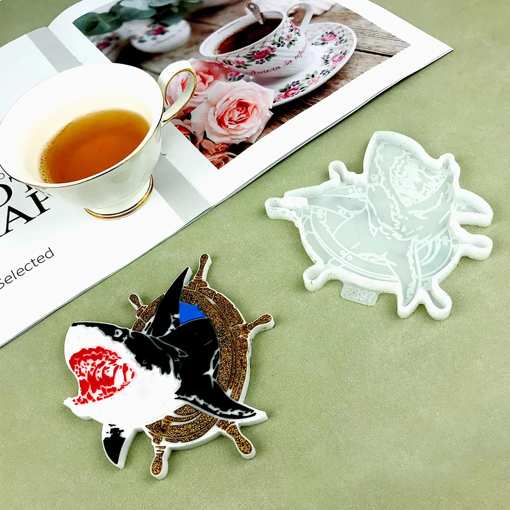 

Shark Coaster Mold Resin DIY Epoxy Silicone Casting Supplies Ocean Animal Shape Reusable Make Coasters Bowl Mat Jewelry