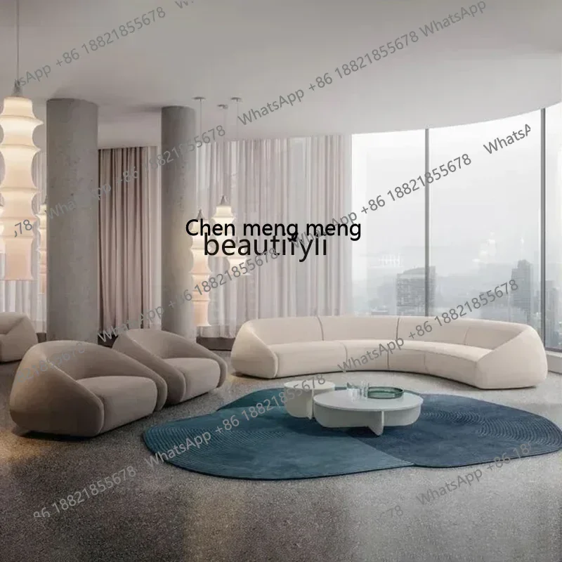 z183 Y48 Italian minimalist large curved sofa living room small apartment light luxury designer fabric sofa