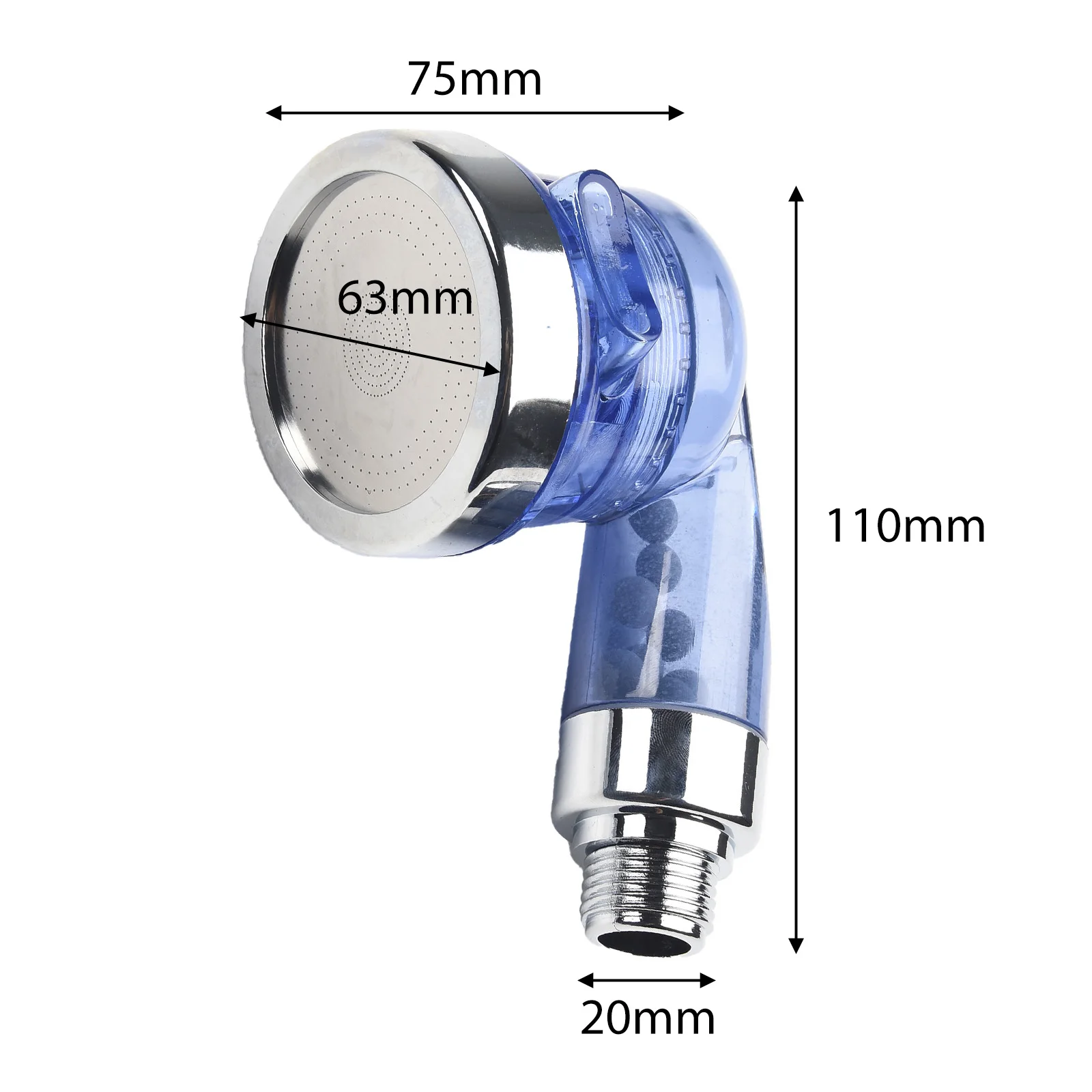 Transparent ABS Shower Head with Detachable High Density Filter for Water Saving SPA Experience Recommended Replacement