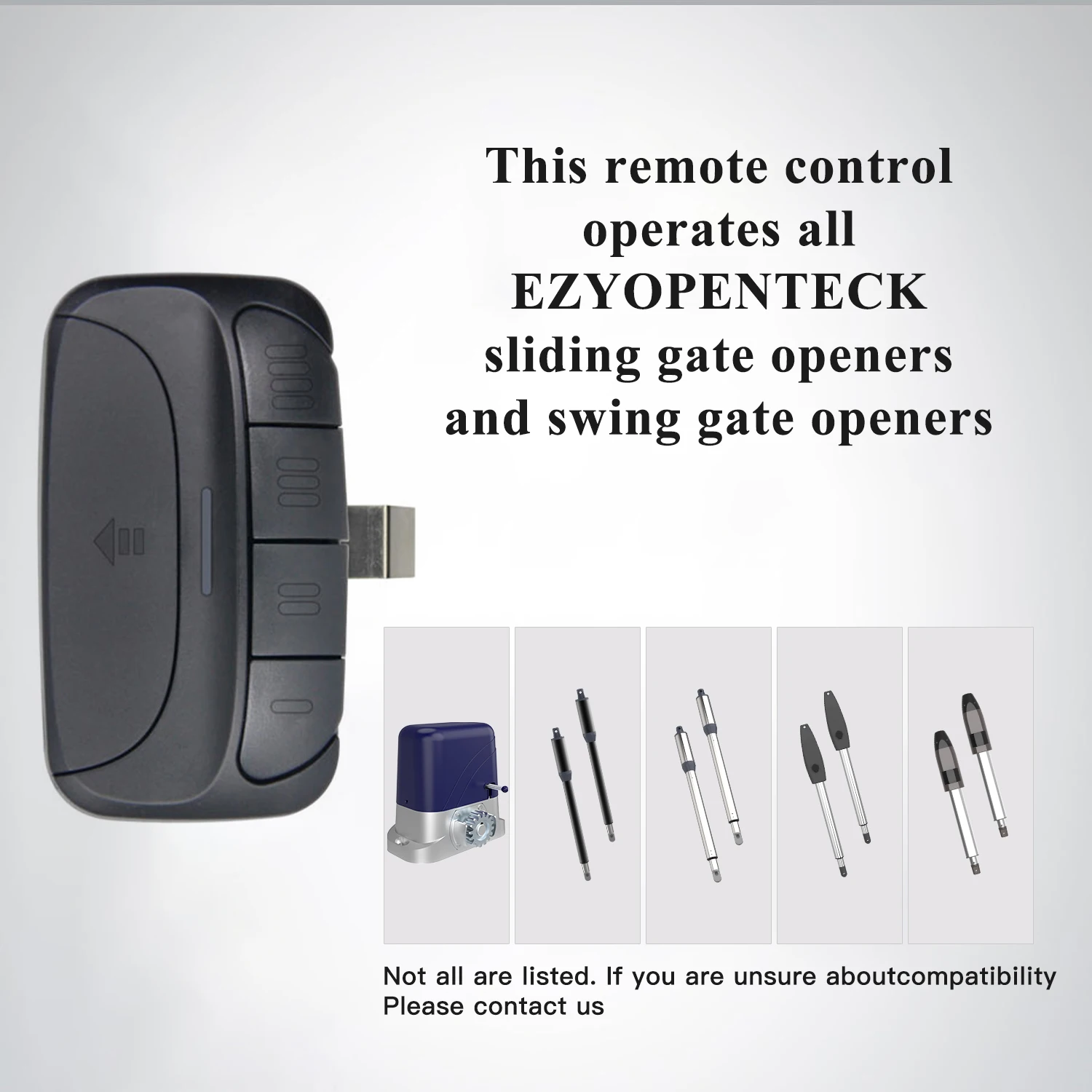 EZYOPENTECK Gate Opener Remote Control with 100' Range Visor Clip, Campatible with all EZYOPENTECK swing and sliding gate opener