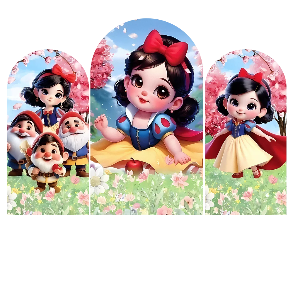 Cute Carton Snow White Party Wooden  Customized Backdrop Girl's Birthday Decoration Party Backdrops Plinth Covers Photo Studio