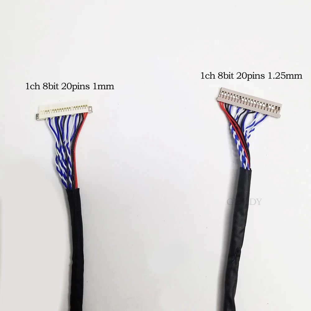 Universal 20Pin DF14 DF19 1ch 8bit 20pins LVDS Cable 1mm 1.25mm pin pitch For Industrial Series LCD Screen cable compatible S6