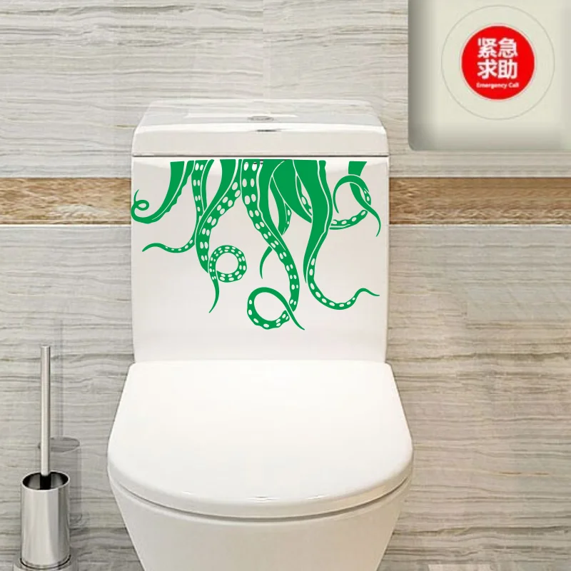 Octopus Cartoon Cat Funny Animal Toilet Bathroom Toilet Cover Sticker Wall Stickers Wc For Home Decoration #81