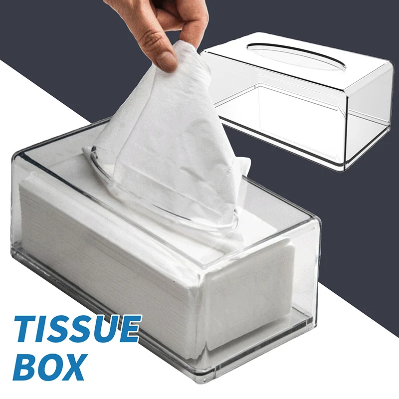 

Acrylic Clear Tissue Box Holder Rectangular Tissue Dispenser Napkin Holder Office Paper Holder Car Home Hotel Desktop Tissue Box