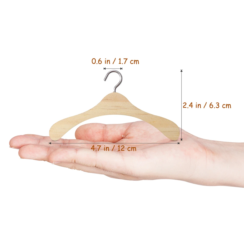 5/10pcs Mini Clothing Hook Hanger Dolls Toy Home Accessories Clothes Dress Costume for Wardrobe Bedroom Wood Dollhouse Furniture